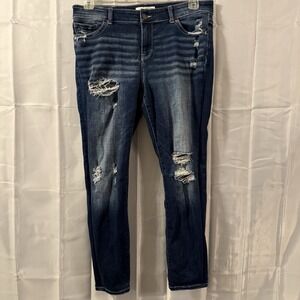 BKE Victoria Womens 30 (fit 32x26) Mid Rise Distressed Ankle Skinny Jeans Denim